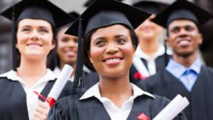 College graduates in cap and gown